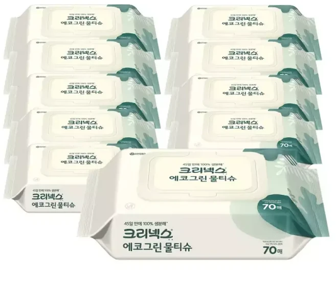 크리넥스크리넥스 에코그린 물티슈 70매 X 10입 (1박스), 1개