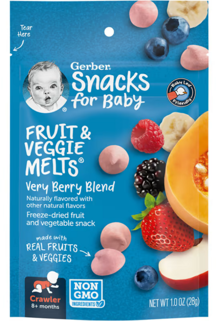 Gerber Yogurt Melts 8개월 이상 야채 베리 블랜드, 1개, 28g