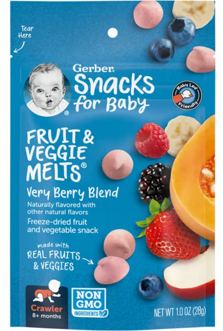 Gerber Yogurt Melts 8개월 이상 야채 베리 블랜드, 1개, 28g - 쿠팡