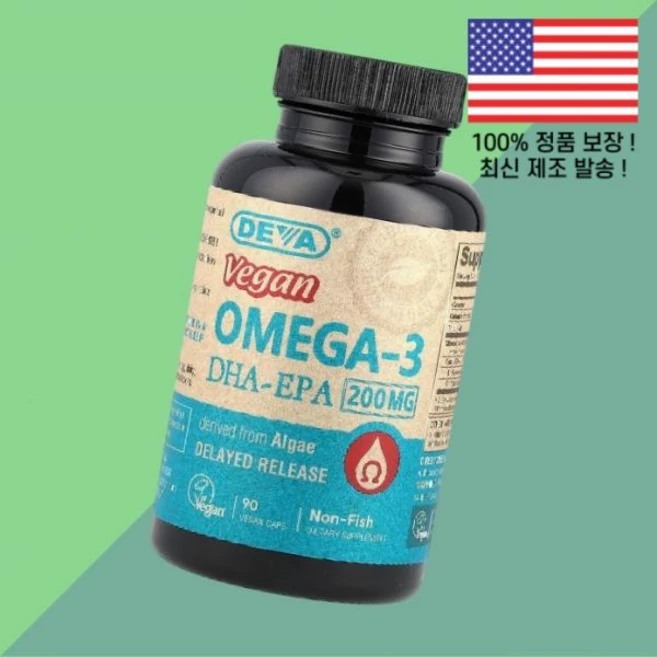 데바 베지테리안 오메가3 DHA EPA 피쉬오일 오메가쓰리 서방형 서스테인 릴리즈 200mg 식물성 베지캡슐 90정 Deva Vegan Omega 3 Delayed Releas, 데바 베지테리안 오메가3 DHA EPA 피쉬오일 오메가 - 쿠팡