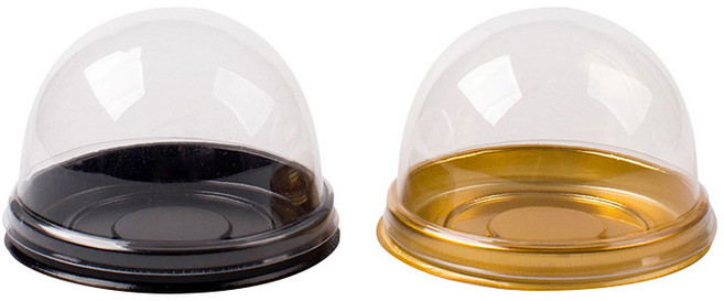 키친코디 원형돔 두쫀쿠 용기 1구 화과자 월병 모찌떡 PET 케이스, 50개, 골드