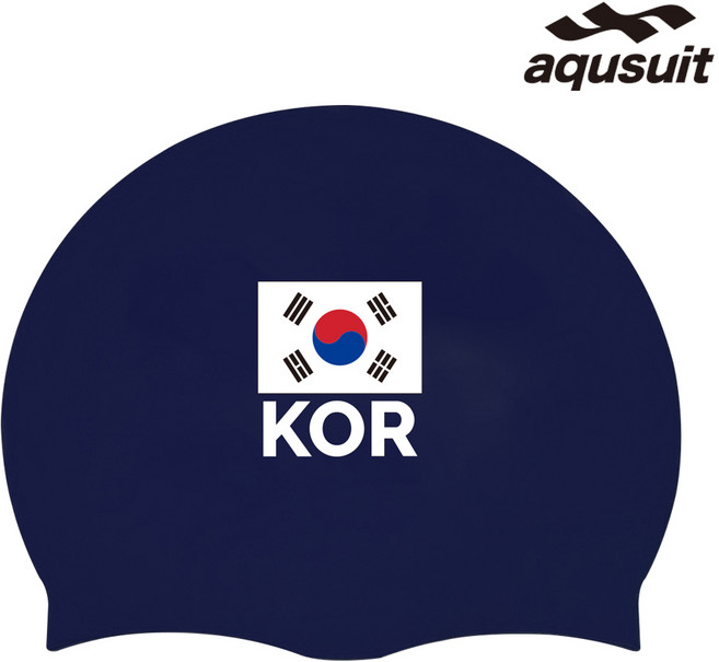 국내생산 아퀴스트 실리콘 태극기 수영모자 실내수영장 생존수영용품, 네이비, 1개