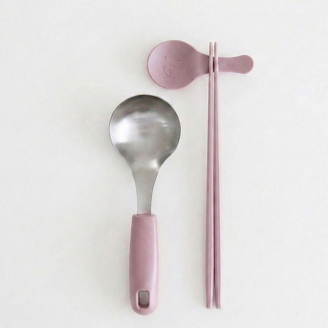 꿈꾸는키친 컬러핏 마라탕 수저세트, 1세트, 숟가락+수저받침+젓가락, 다크핑크