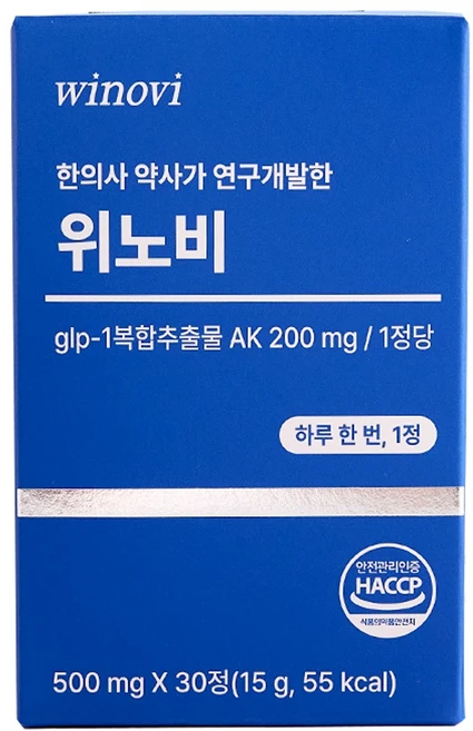 한의사 약사 연구개발한 위노비 glp-1 복합추출물 AK 200mg, 1개, 30정 - 쿠팡