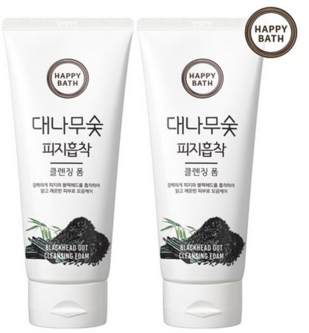 해피바스 대나무숯 흡착 클렌징 폼, 200g, 2개