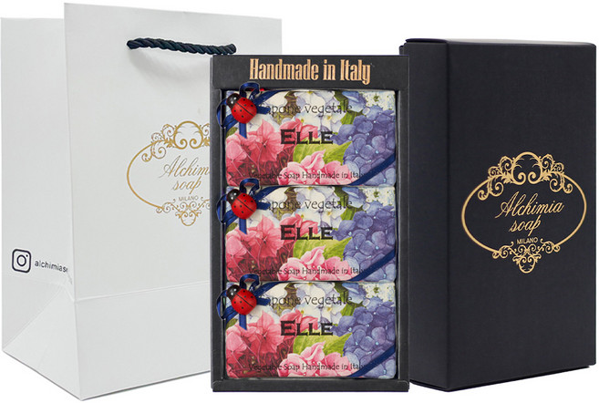 알키미아 수제비누 3구 선물세트+쇼핑백, ELLE(엘르), 1세트, 600g