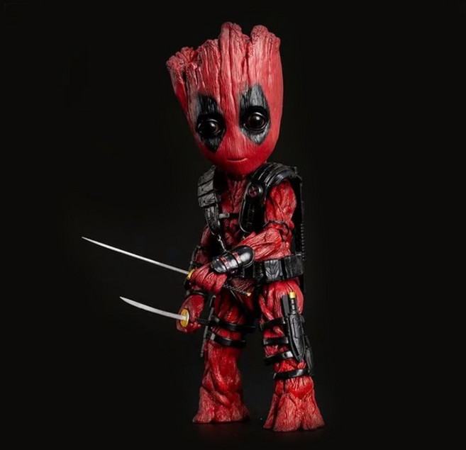 가디언즈 오브 갤럭시 그루트 피규어 26cm 데드풀과 울버린 키덜트 굿즈 피규어, 데드풀 그루트, 1개