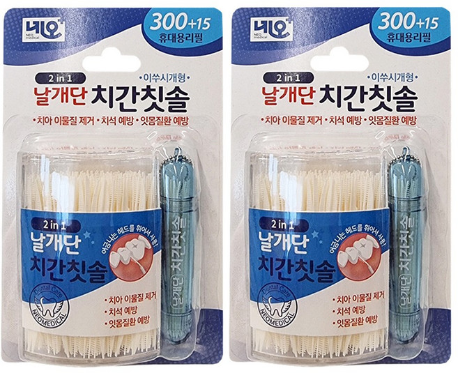 네오 2 NI 1 날개단 치간칫솔, 315개입, 2개