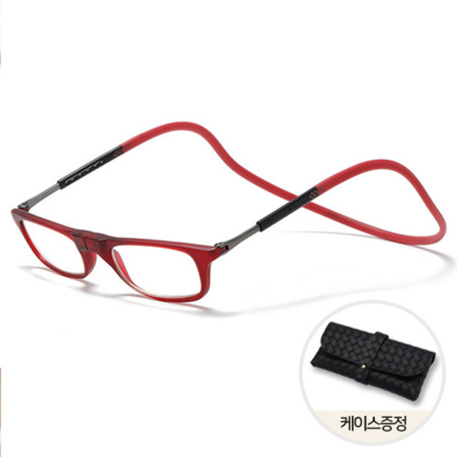 남녀공용 가벼운 휴대용 접이식 마그넷 자석 목걸이 사각 뿔테 안경테 F625