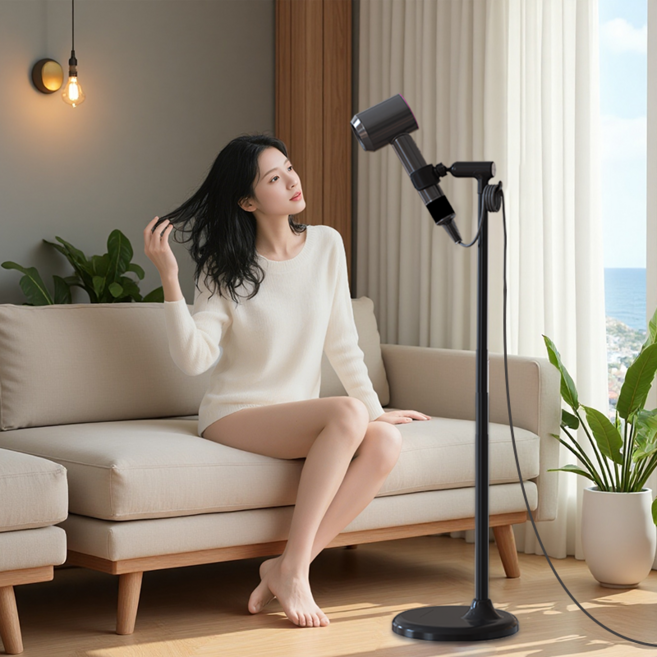 TAOMI 핸즈프리 스탠드 드라이기 거치대, 블랙, 1개