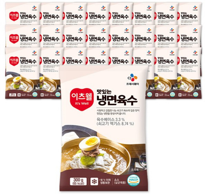 CJ프레시웨이 이츠웰 맛있는 냉면육수 단품, 300g, 25개