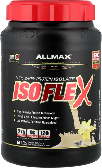 ALLMAX 올맥스 아이소플렉스 웨이 프로틴 아이솔레이트 바닐라 907g 파우더 단백질보충제, 1개 - 쿠팡