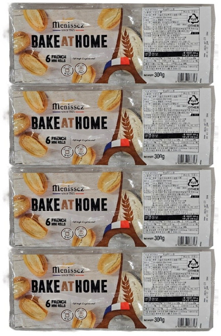 MENISSEZ 미니 프렌치 롤 바게트 생지, 4개, 300g