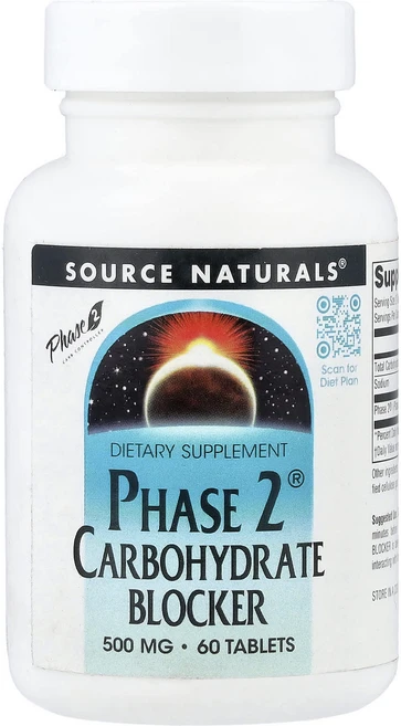 Source Naturals Phase 2 탄수화물 차단제 500mg 60정, SourceNaturalsPhase2탄수화물차단제500, 1개 - 쿠팡
