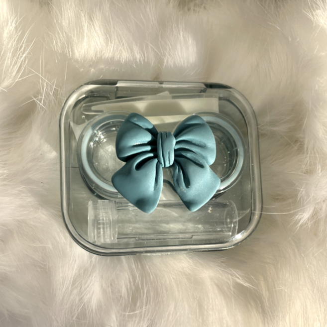 베라룩 리본 투명 렌즈케이스 휴대용 콘텍트렌즈 보관함 렌즈통, 그린, 1개