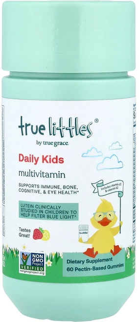 True Grace True Littles® Daily Kids Multivitamin Gummies Strawberry Lemon 60 Pectin-Based Gum, True Grace, True Littles®, Da, 1개 - 쿠팡