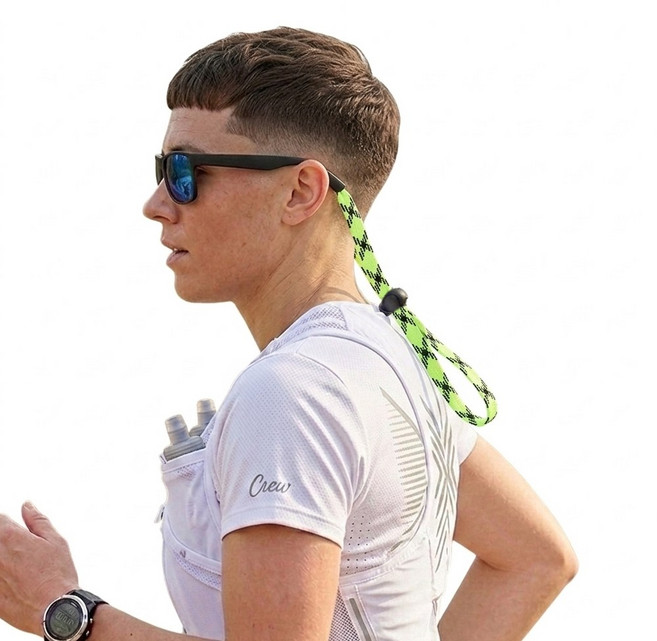 코지24 스포츠안경줄 팁형 스포츠 밴드 실리콘 자전거 사이클 조깅 골프 테니스 선글라스 안경줄 안경끈 리테이너, 그린블랙, 1개