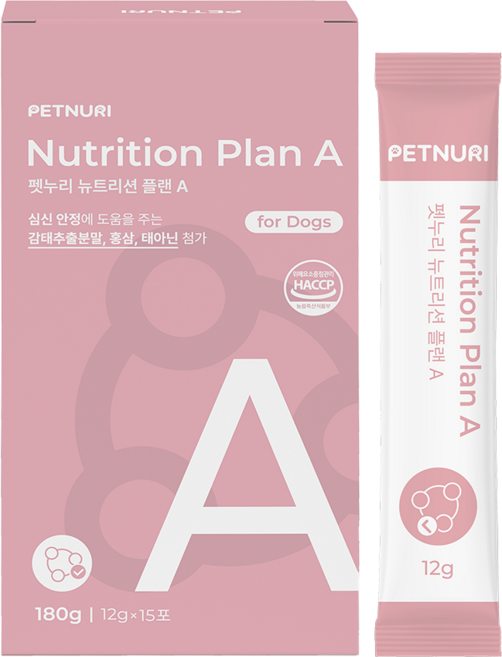 펫누리 강아지 영양제 분리불안 심신안정 스트레스 스틱 간식 뉴트리션플랜A, 1박스, 스트레스완화/안정/집중력관리, 180g