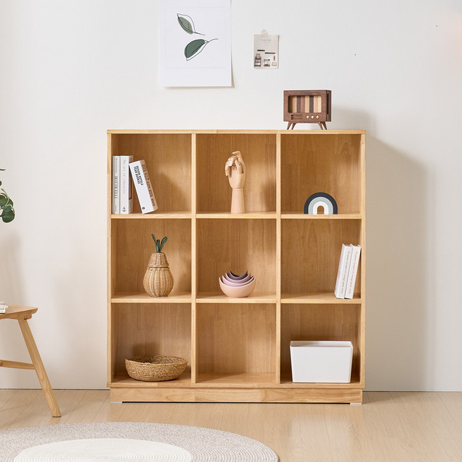 데코라인 라세 3단책장 9칸 원목 책장