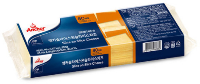 앵커 체다 슬라이스 치즈 [80매] (아이스박스포장), 1개, 960g