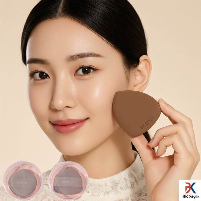 비케이 스타일 토실 구름 퍼프 세트, 2개, 브라운