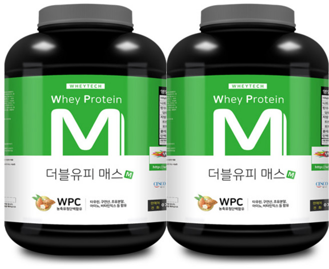 웨이테크 더블유피 매스 M 슈퍼칼로리 살찌는 보충제/체중증가, 2.2kg, 2개, 06.더블유피 매스 M