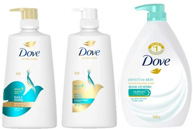 도브 데일리 샤인 샴푸 & 린스 + 바디워시 센서티브, 1개 - 쿠팡