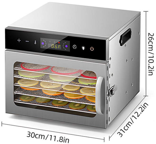 야채 건조기 과일 24시간 타이머 및 조명이 포함된 육포용 탈수기 건조 랙 12개 800W 30-90 EU 플러그, 6 tier EU