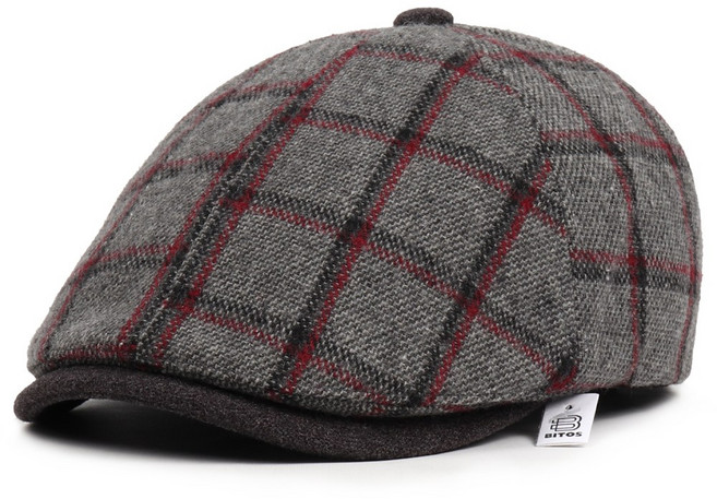 비토스 국내제작 격자무늬 패턴 헌팅캡 골프모자 베레모 도리구찌