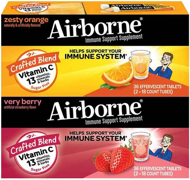 에어본 이뮨 서포트 발포 비타민 72정 2종, 36정, 2개 - 쿠팡