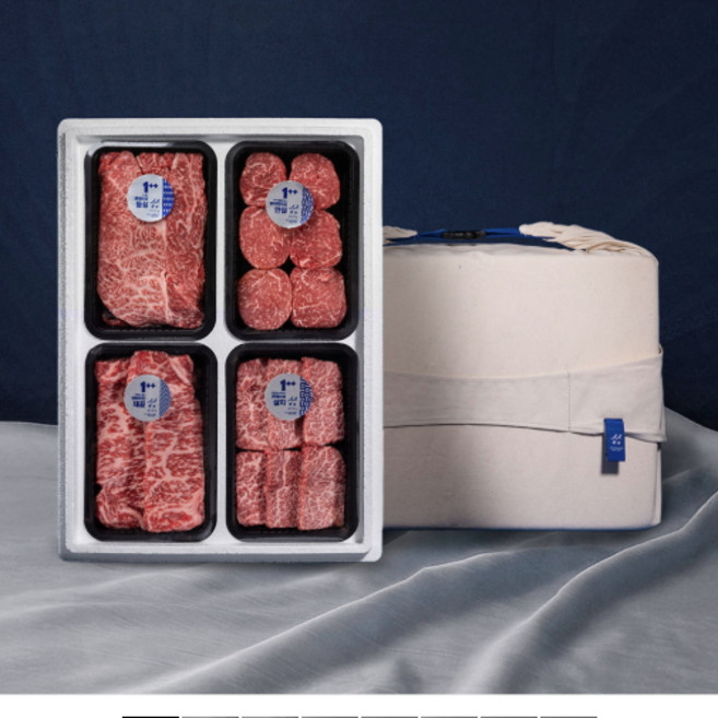 [마장동 석신한우] 4팩 선물세트 웻에이징 워터에이징 1++ B 등심+안심+채끝+살치, 1개