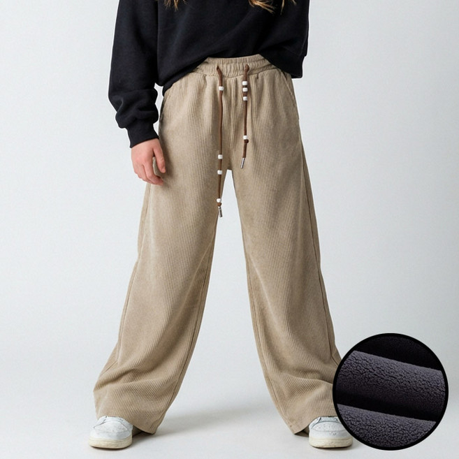 주니어 초등학생 코듀로이 기모 와이드팬츠