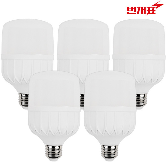 번개표 원하 LED 고와트 전구 30W 화이트, 주광색, 5개