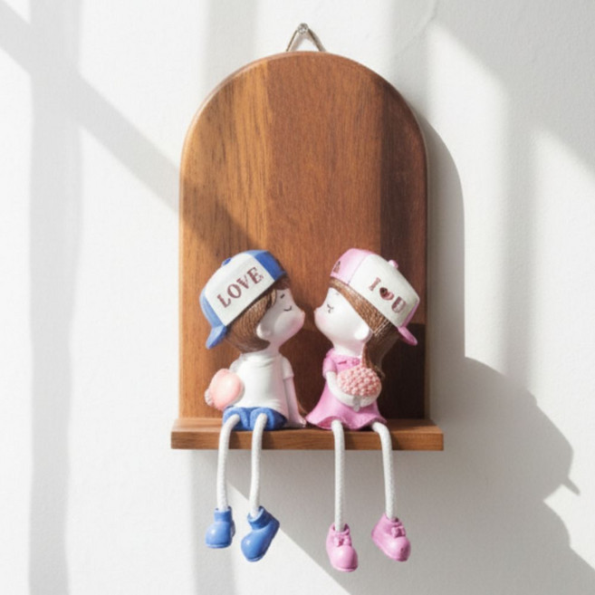 빌리네집 키스 커플 인형 인테리어 소품 집들이선물 추천 신혼집, 하트캡 커플인형