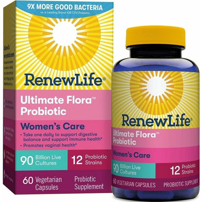 Renew Life Ultimate Flora Women's Probiotic 리뉴 라이프 우먼즈 프로바이오틱 여성 유산균 90빌리언 60정, 1개 - 쿠팡