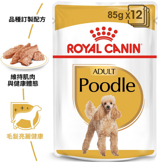 ROYAL CANIN 皇家飼料 濕食主食餐包, 1套, PDW貴賓成犬主食濕糧85g,1盒12包, 85g, 乾明太魚+綠唇貽貝