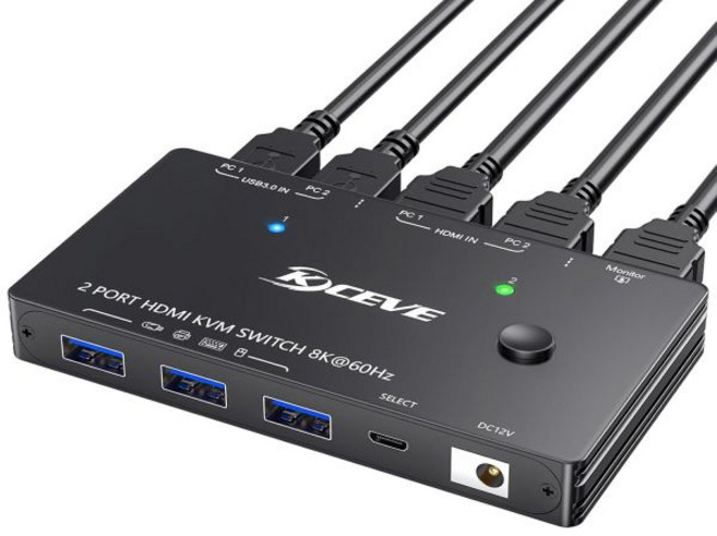 15in1 USB C 도킹 스테이션 KVM 스위치 30 2대의 노트북과 모니터 4K60Hz 2개의 USBC MST 포트 듀얼 HDMI 출력 80W PD 5Gbps 기가비트 이더, 8K HDMI KVM 2 PC 1 Monitor