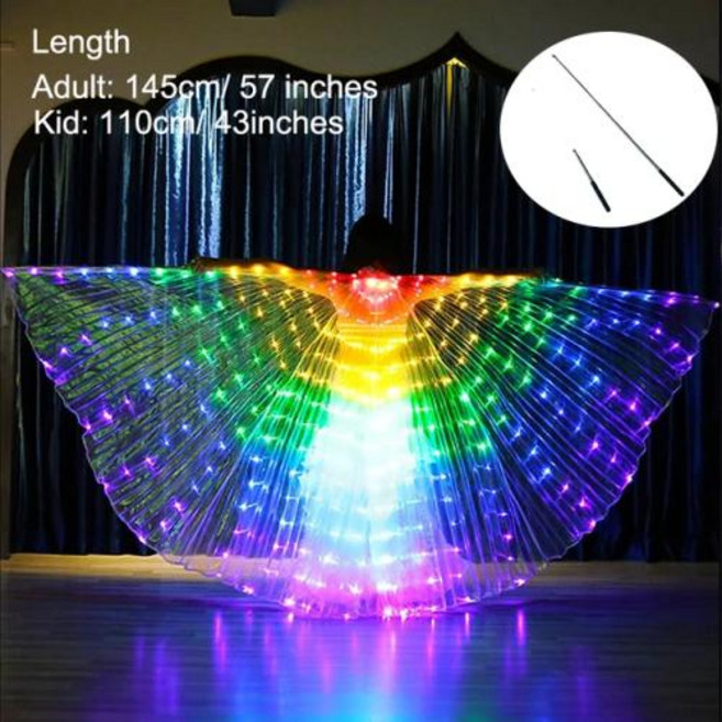 밸리 댄스의상 라인 댄스복 다채로운 LED 스 페어리 나비 날개 성인 윙 코스튬 공연 용품, 없음