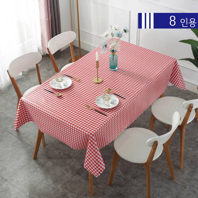 방수식탁보 8인용(135 x 200cm) LA체크-레드 / 국내 당일발송-신데렐라 데코, 4인용(135x135cm), 방수-LA체크-레드