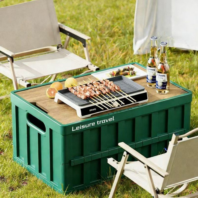 캠핑 폴딩박스 수납박스 대형 다용도 캠핑박스 견고한, 1개, 1단, 그린