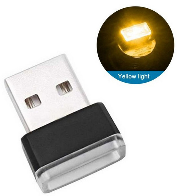 GEEKI USB 라이트 램프 휴대용 미니 조명 북라이트 노트북 PC 독서등 LED 자동차 주변 야간 장식 네온 자동 인테리어 분위기 비상 모바일 전원 충전, 06 yellow light