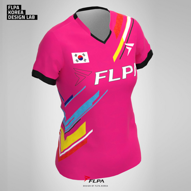 플라이파워 플파 티셔츠 배드민턴 반팔 상의 핑크 TA-21209PK 남성 여성 배드민턴복