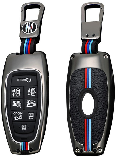 현대 자동차 스마트 키케이스 차 메탈 키홀더 키링 키커버 아이오닉5 더뉴팰리세이드 더뉴싼타페 더뉴그랜저 투싼NX 더올뉴투싼 넥쏘 쏘나타DN8 스타리아라운지 4 5 6 7 8 버튼, A 타입 05 (8버튼), 그레이