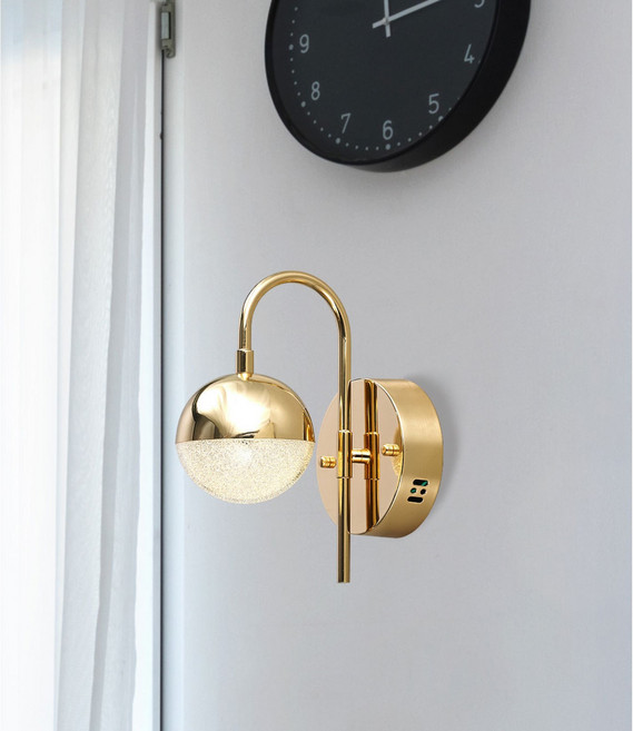 루비아 벽등 LED 10W 골드 전구색 KS 삼성칩 북유럽풍, 1개