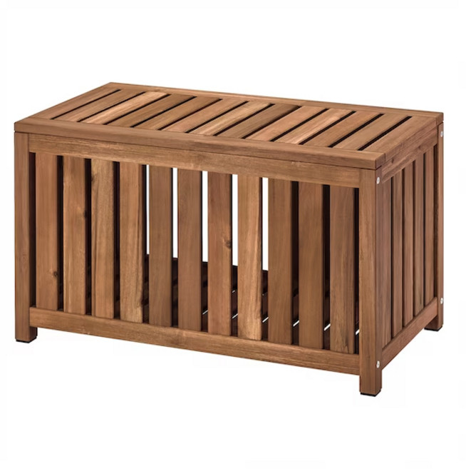 이케아 NAMMARO 넴마뢰 수납상자 80x40x45cm 실내외겸용 벤치 보조책상 사이드테이블 수납함, 라이트스테인 브라운_205.327.38