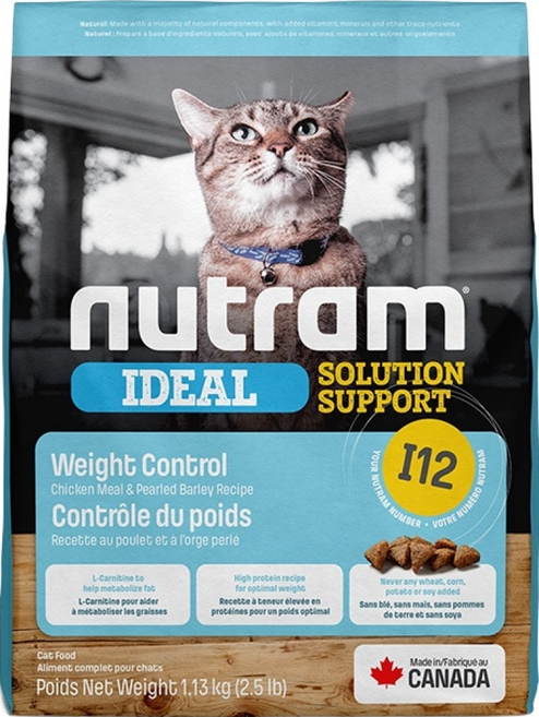 紐頓 Nutram IDEAL 專業理想系列 I12 貓飼料 - 維持體態雞肉燕麥配方, 1個, 1.13kg, 雞