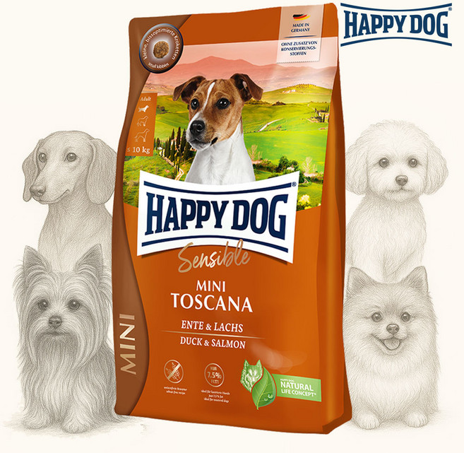 해피독 어덜트 강아지 토스카나 미니 건식사료, 연어+오리, 800g, 1개