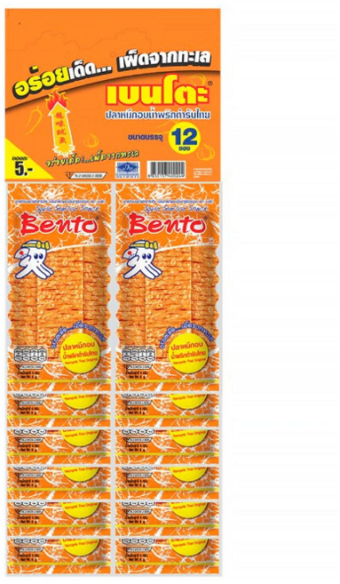 Bento超味魷魚片泰式香辣風味, 4g, 12個