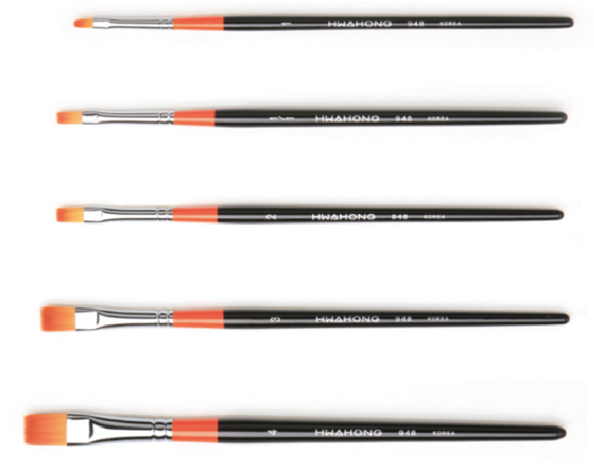 화홍 디자인붓 948 평붓 /구성붓/납작붓/전문가용붓/미술붓, 1개, 5호