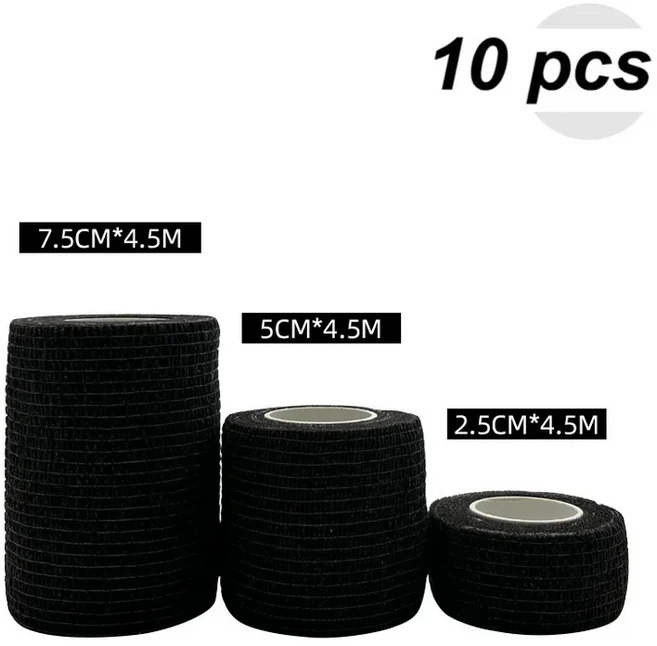 10 롤 다채로운 스포츠 자기 접착 성 탄력 붕대 랩 테이프 Elastoplast 무릎 지원 패드 손가락 발목 손바닥, 05 2.5cmX4.8m-10Pcs, 06 4-Black